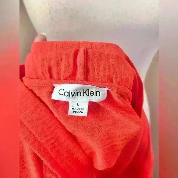 Calvin Klein Orange Flutter Sleeve V Neck Short Sleeve Blouse - Picture 4 of 4